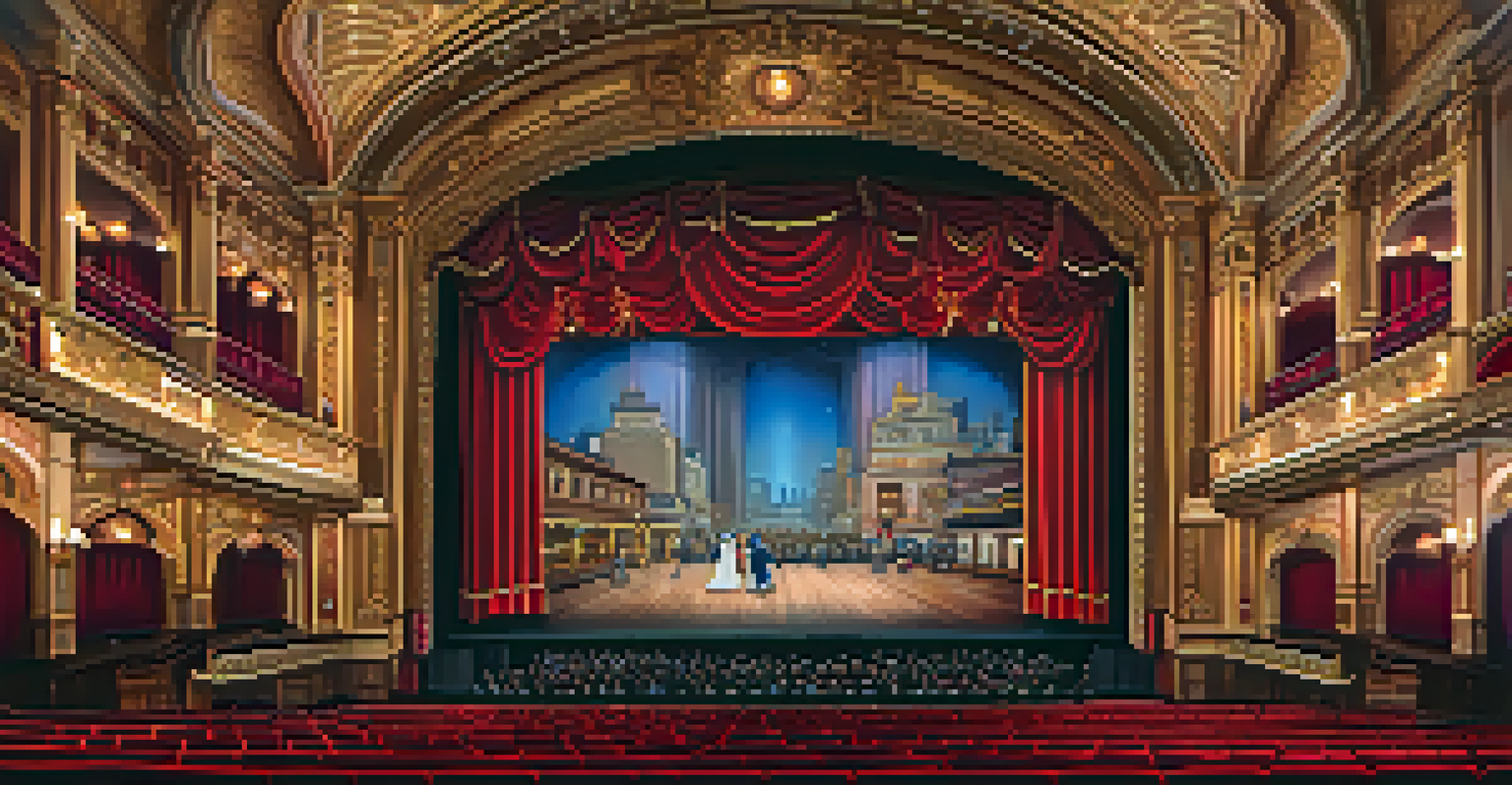 The ornate interior of the Orpheum Theatre with an audience watching a live performance, featuring a beautifully lit stage and rich decorations.