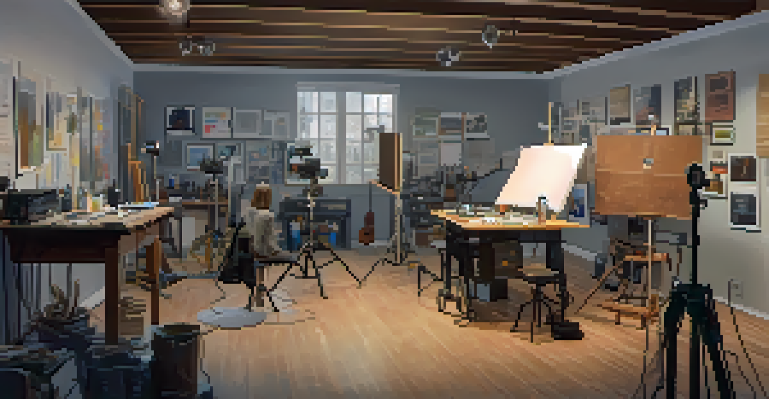 An engaging workshop scene at a Pasadena film school with aspiring filmmakers discussing ideas in a cozy setting.