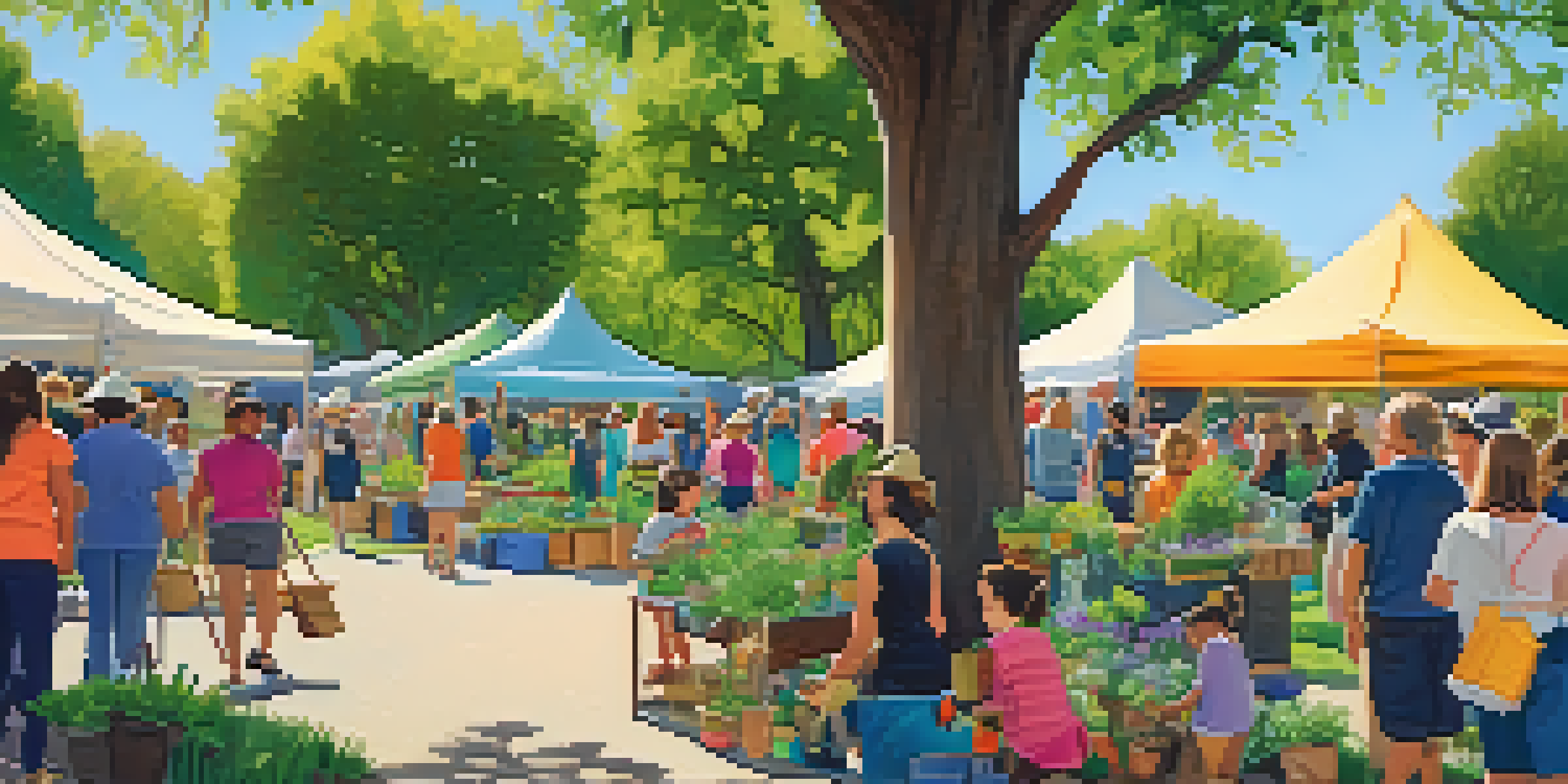 A lively Earth Day celebration in Pasadena, showcasing families in a park participating in gardening workshops and children on a scavenger hunt, with colorful stalls and banners.