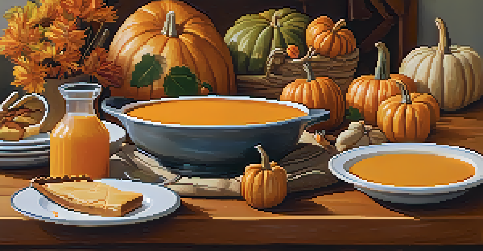 A mouthwatering display of autumn dishes including pumpkin soup and apple pie, highlighting the culinary delights of the festival.