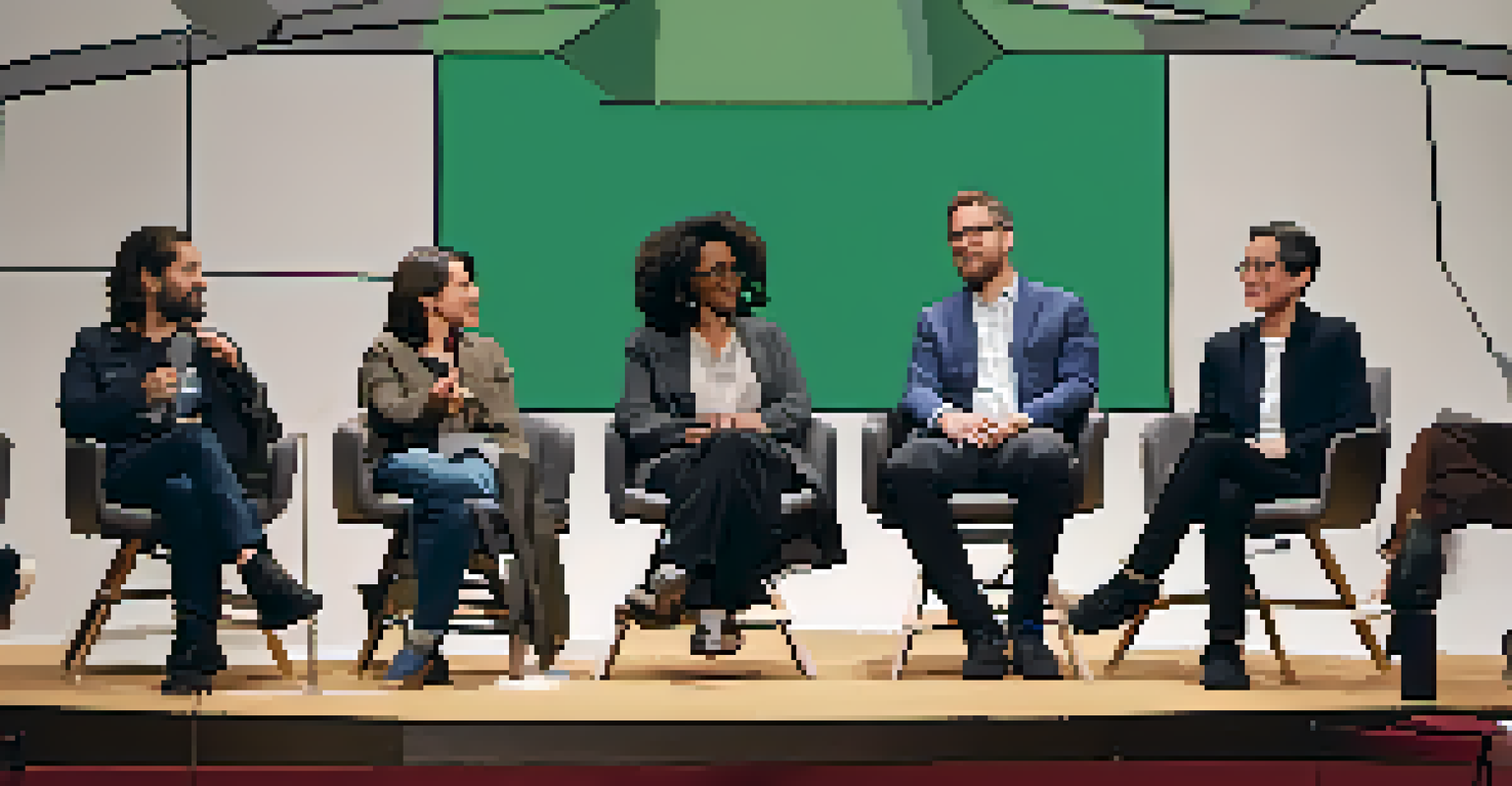 A panel discussion at the Pasadena International Film Festival featuring diverse filmmakers sharing insights, with an engaged audience in a theater setting.
