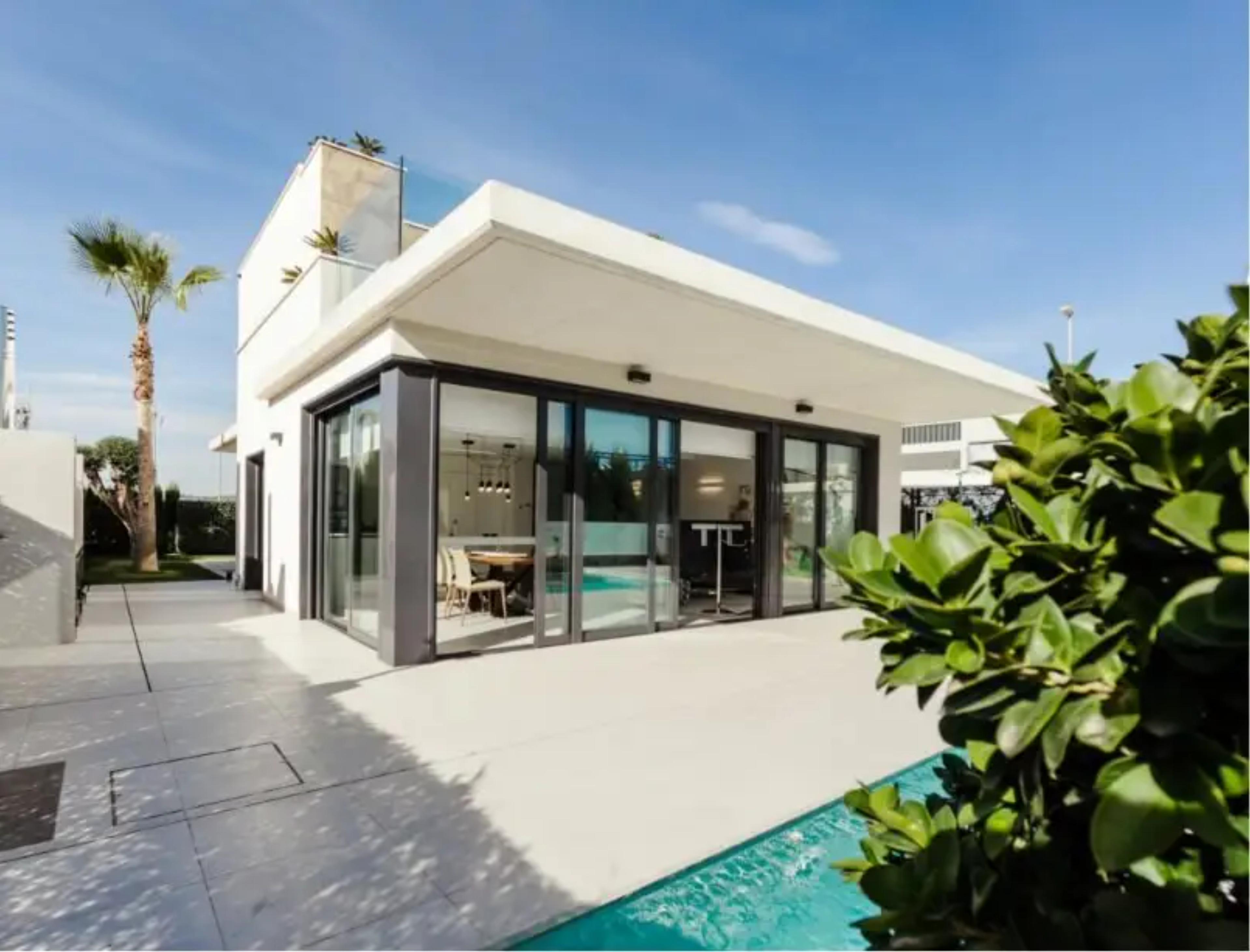 Exterior of house with pool