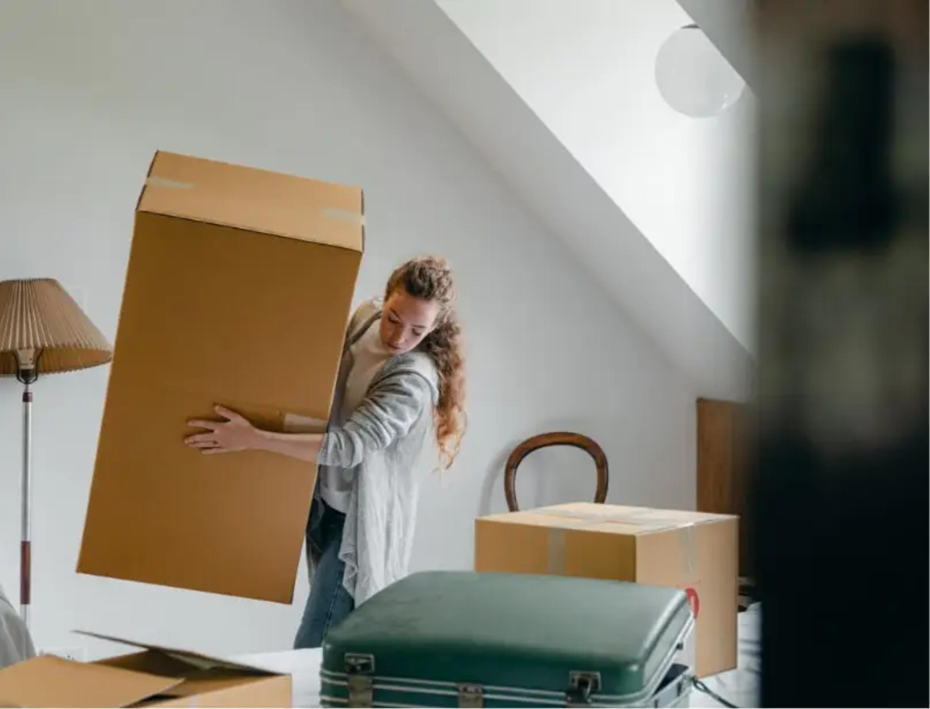 Person moving boxes