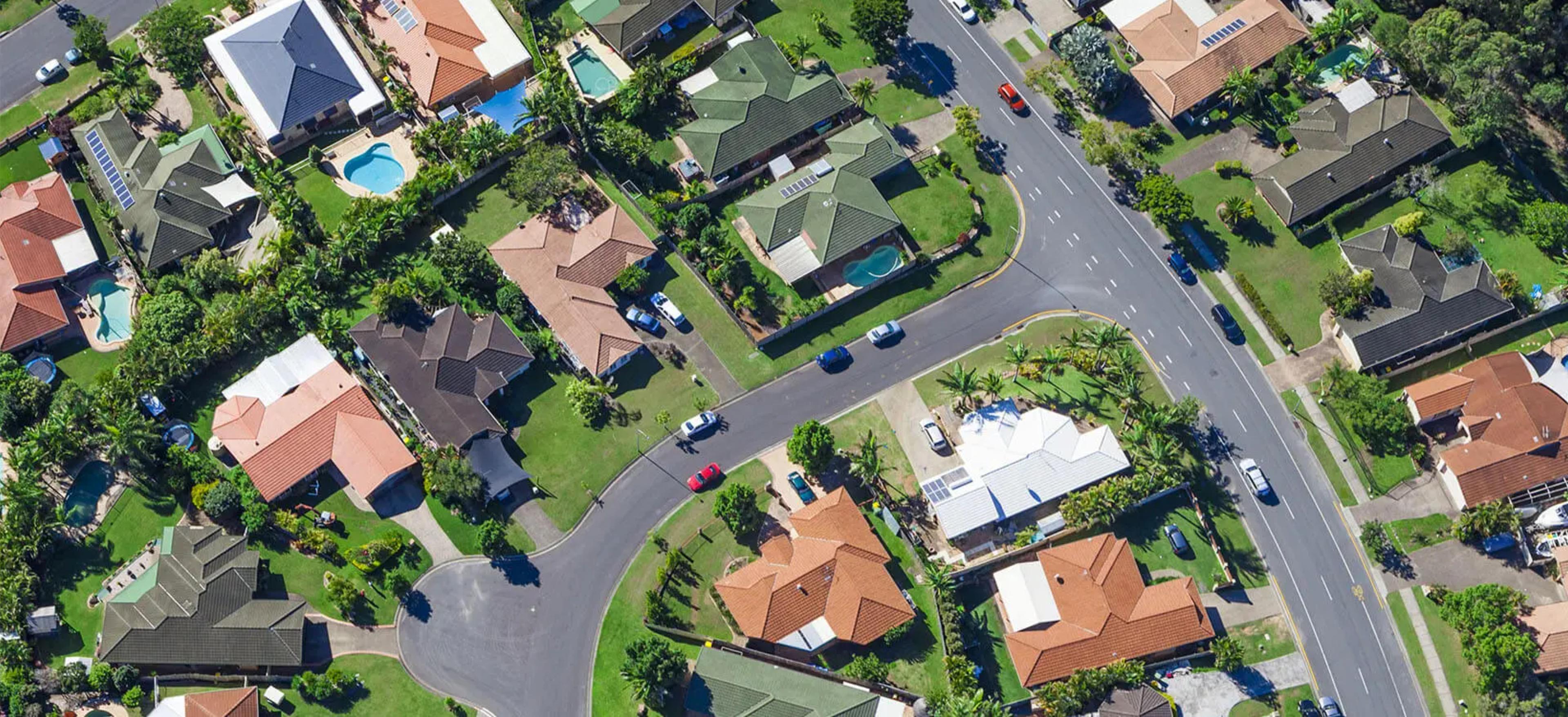 Ariel view of suburban streets
