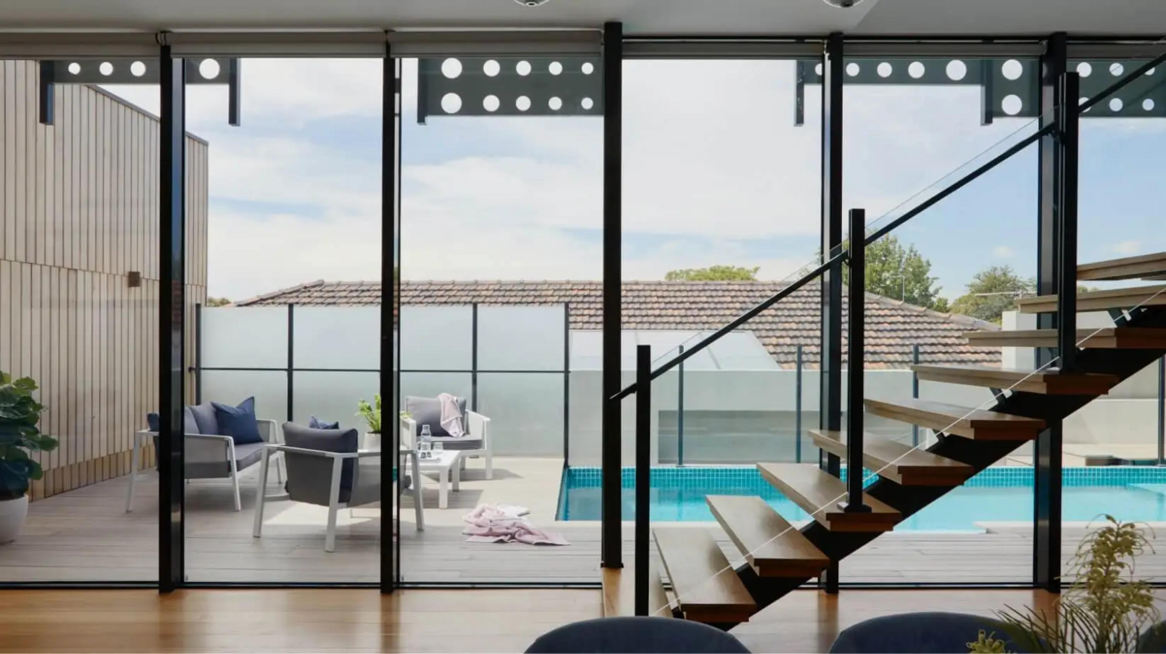 interior of house looking out to pool