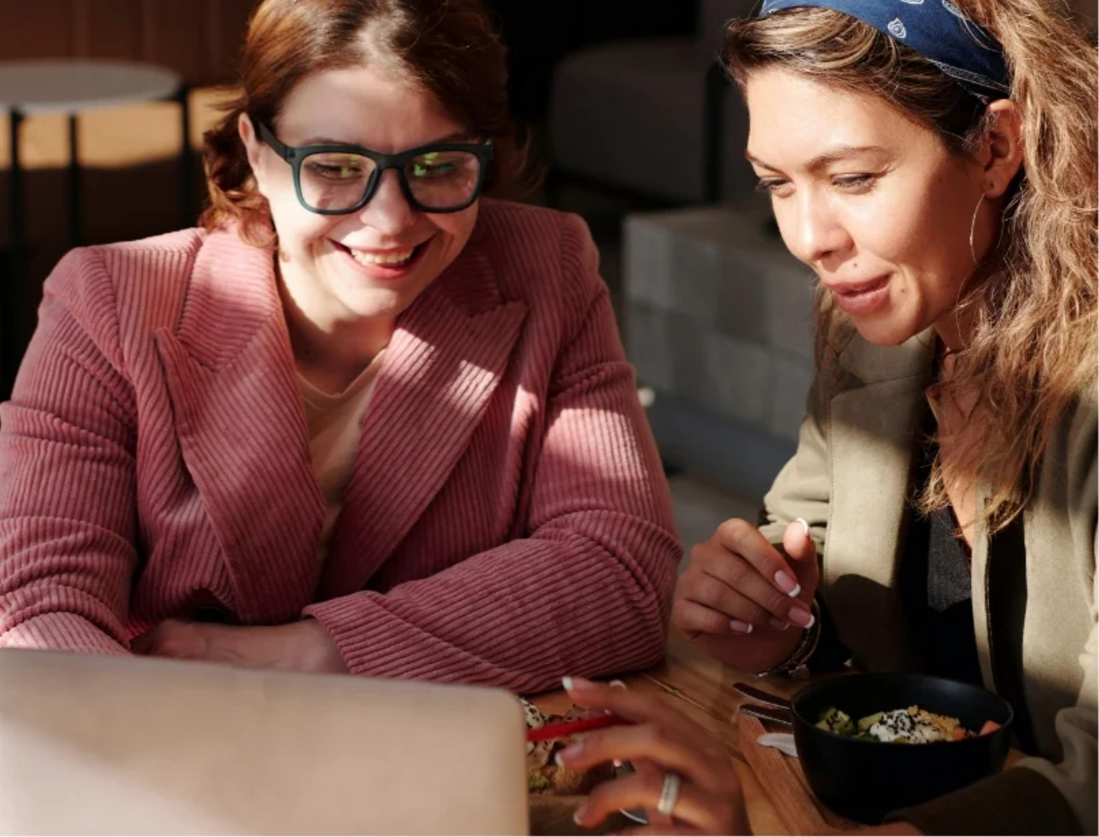 Two people discussing