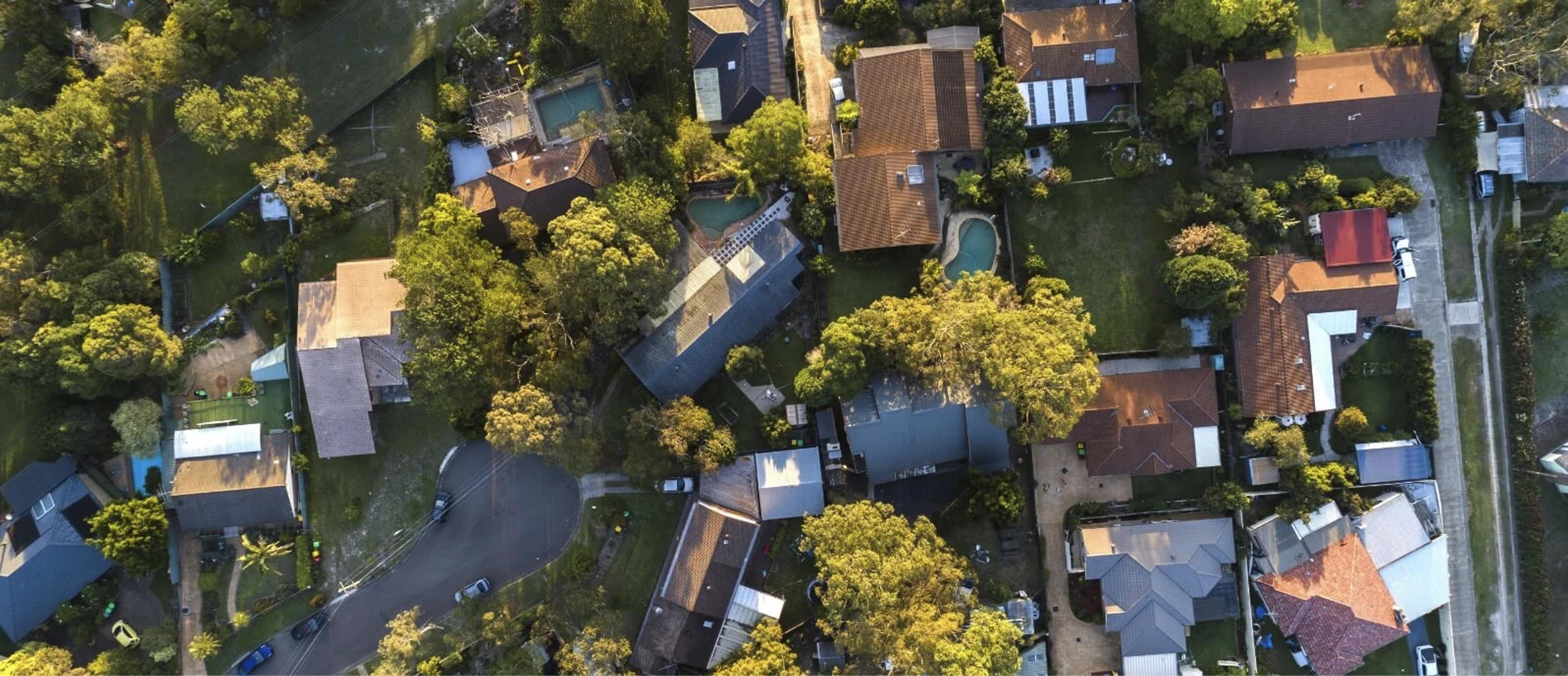 Arial view of a suburban area.