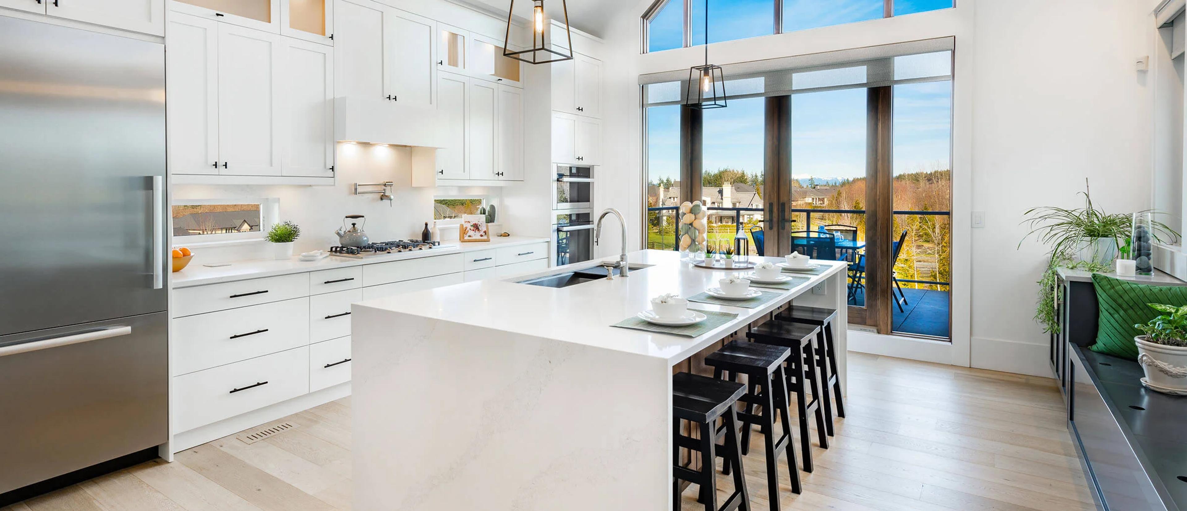 Kitchen with mountain view