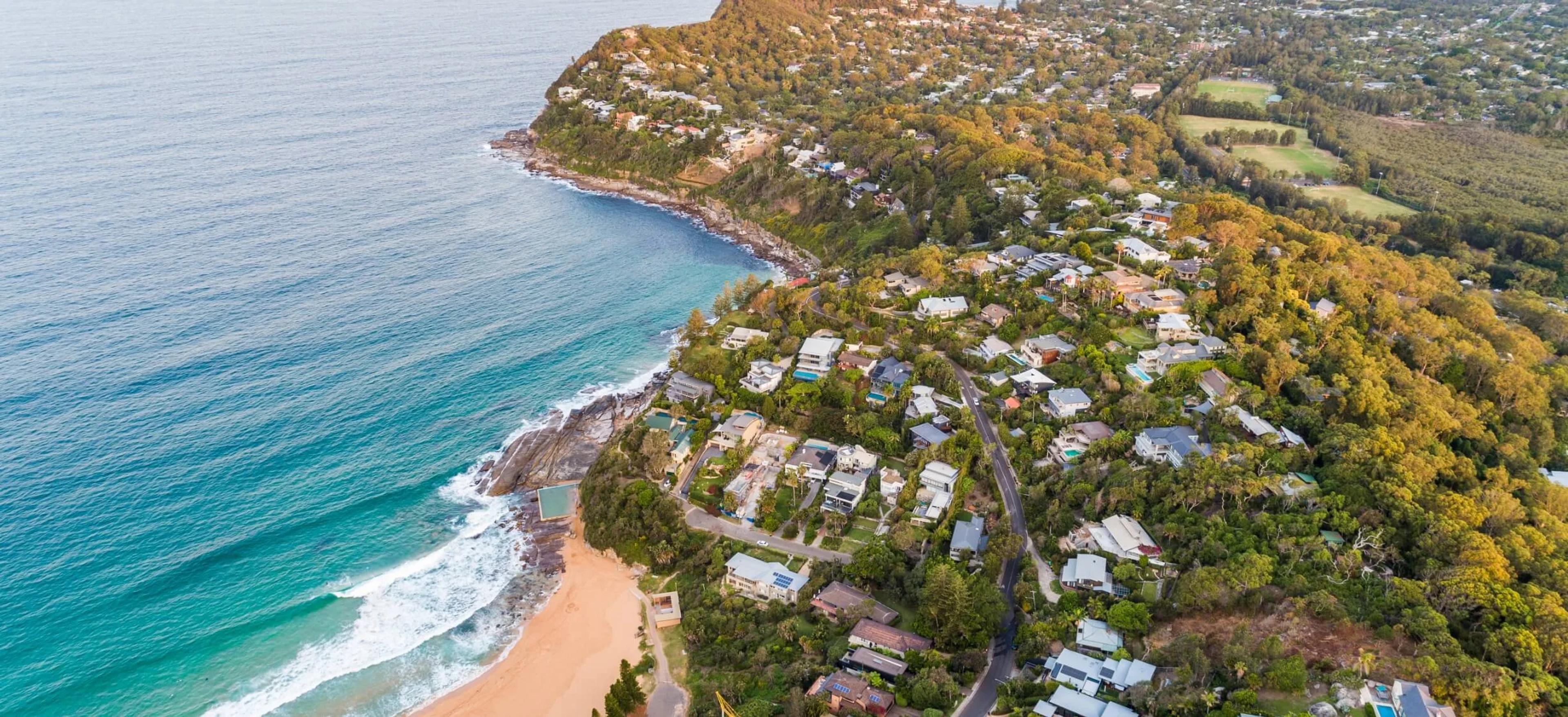 Ariel shot of coastal suburb