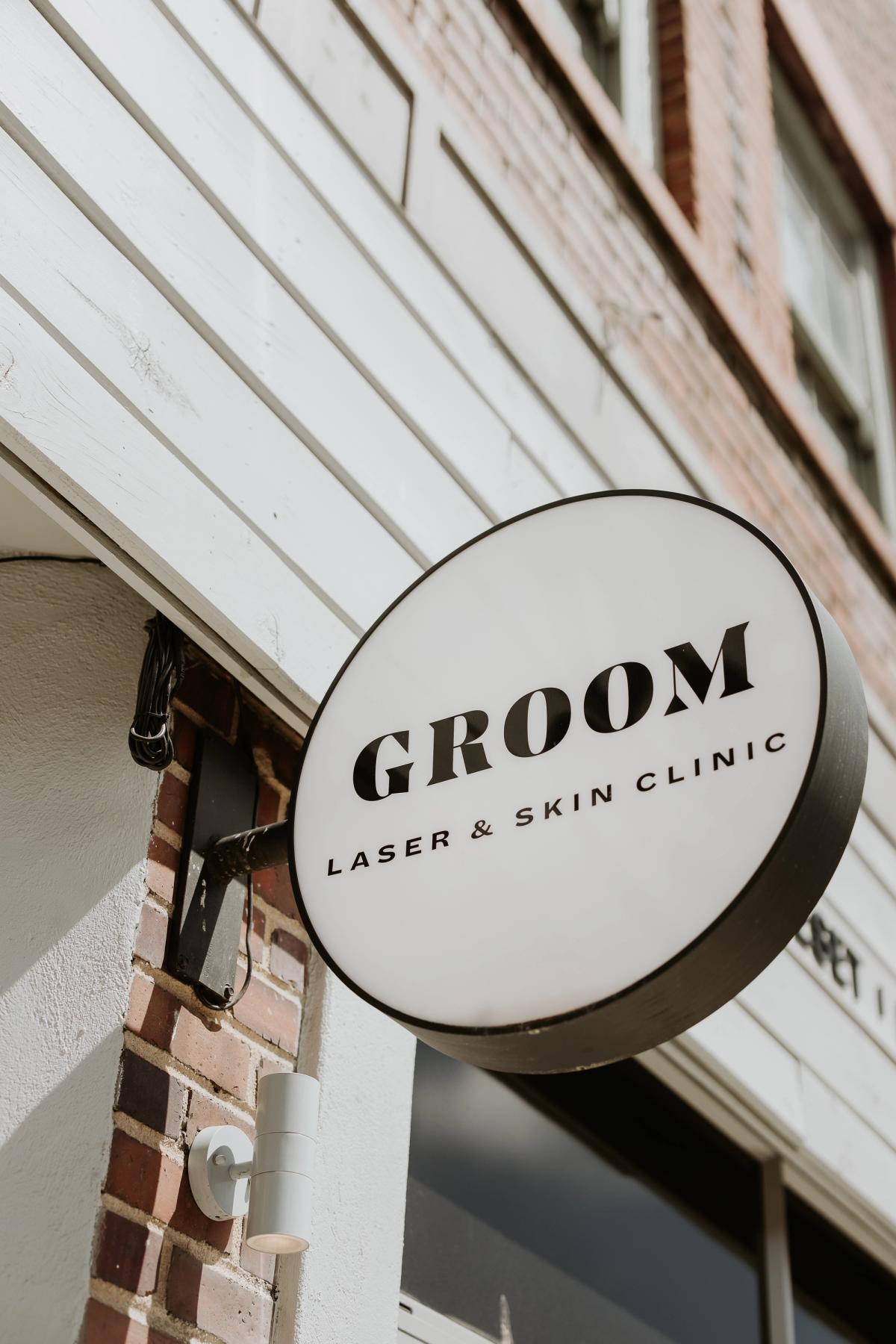 Exterior of GROOM Laser & Skin Clinic at [your address from Site settings]