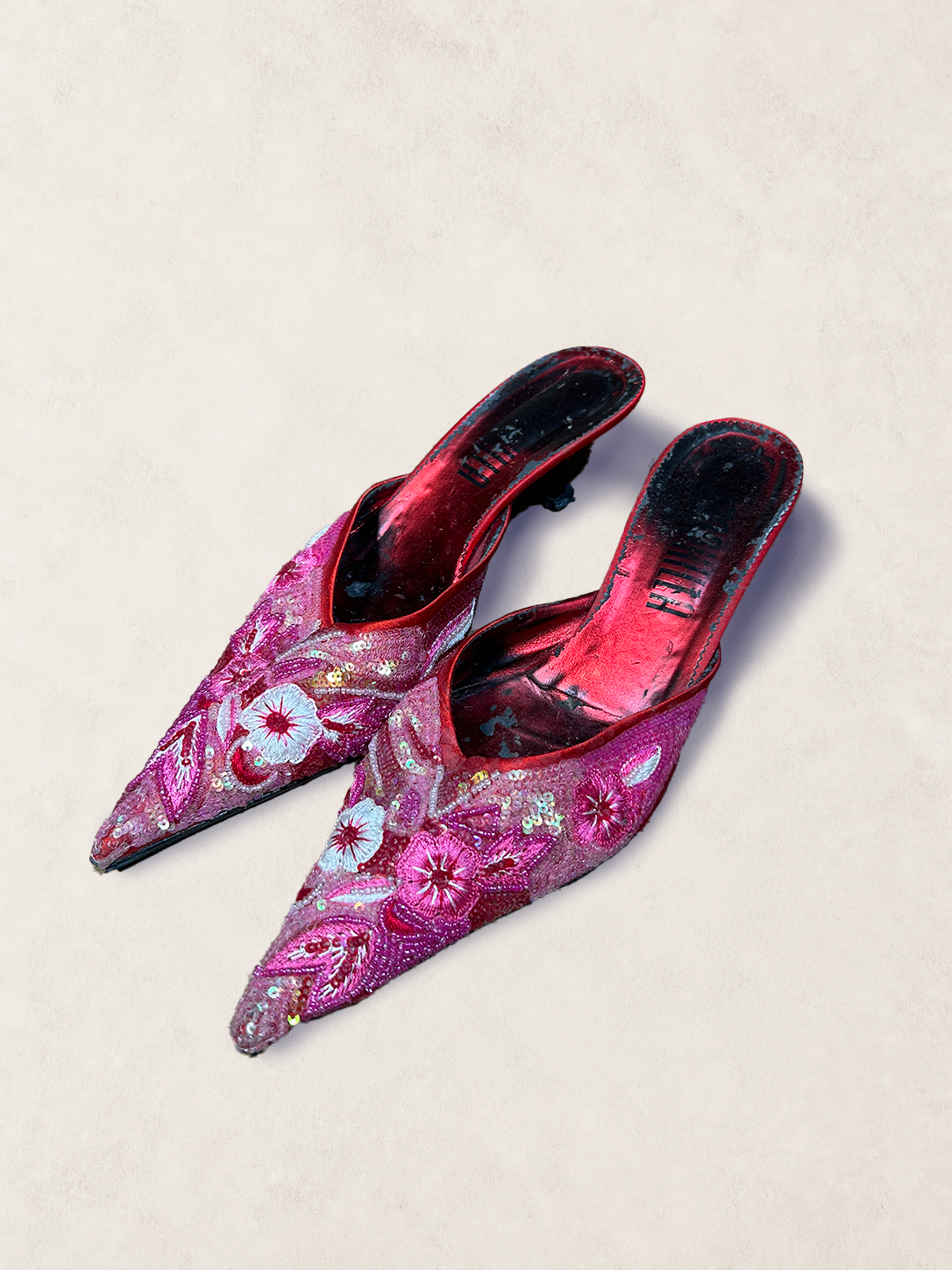 Talons pailletés roses