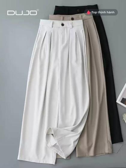 Quần Âu dáng suông Nữ Lưng Cao Kèm Belt