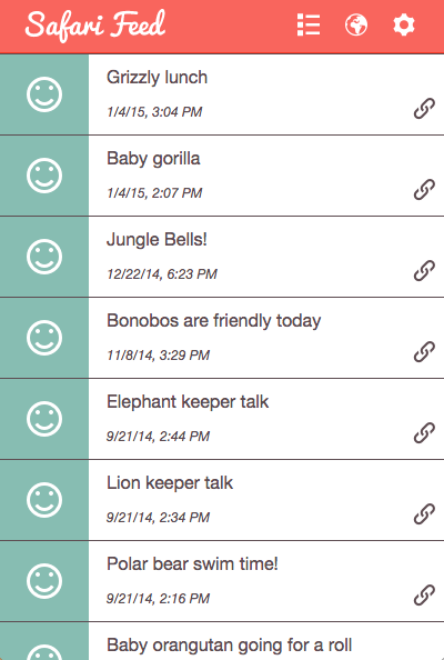Screenshot showing SafariFeed list view