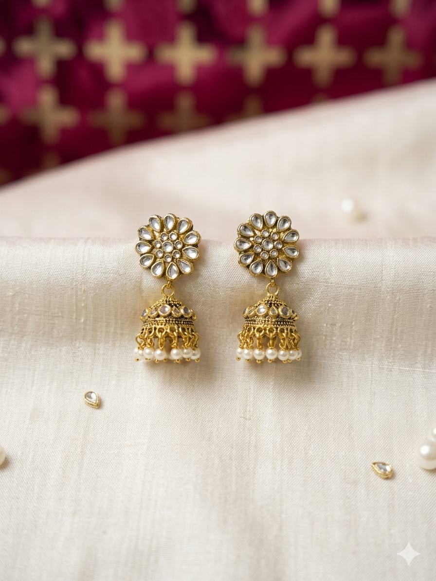 Floral kundan Jhumka