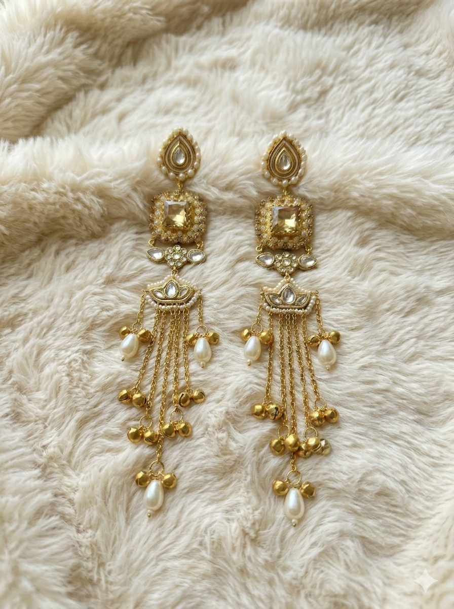 Kashmiri Pearl-Chain Danglers