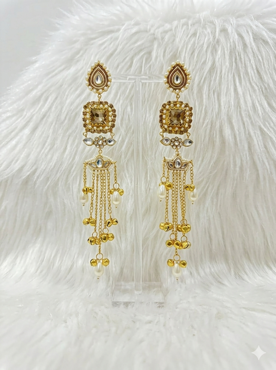 Kashmiri Pearl-Chain Danglers