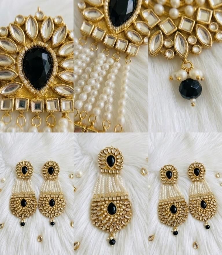 Kundan Arc Pearl Danglers