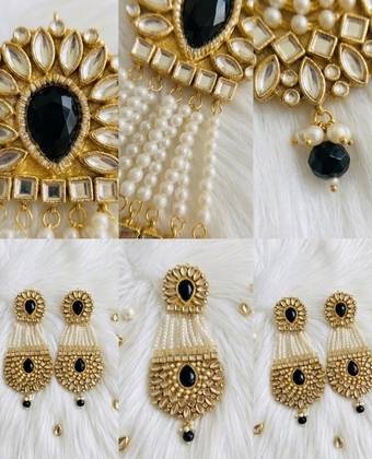 Kundan Arc Pearl Danglers