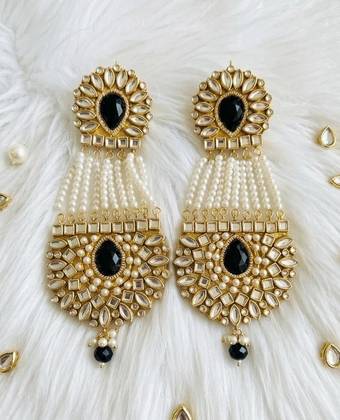 Kundan Arc Pearl Danglers