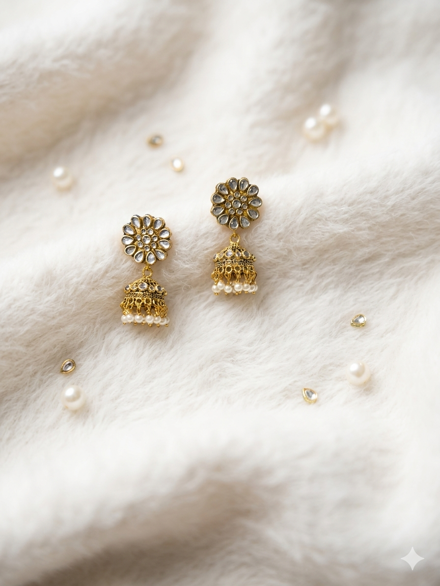 Floral kundan Jhumka