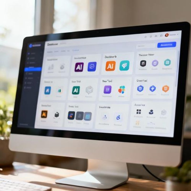Dashboard showing various AI tools organized by content creation categories