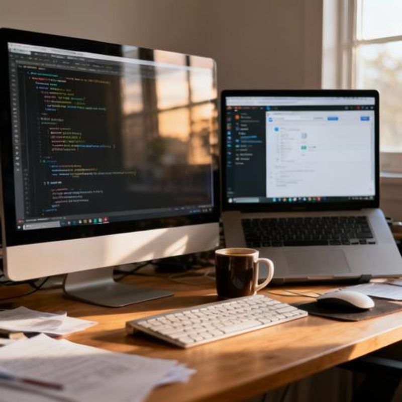 Split screen showing AI-generated code structure and final application interface