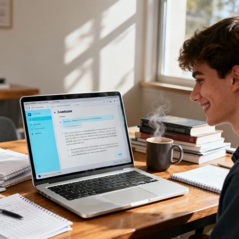 Student successfully completing assignment with AI tool assistance