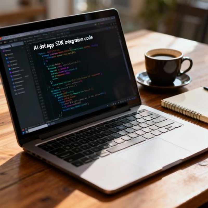 Code editor showing AI dot app SDK integration with syntax highlighting
