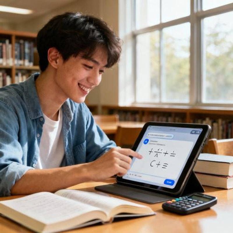Student successfully completing homework with AI assistance on tablet device