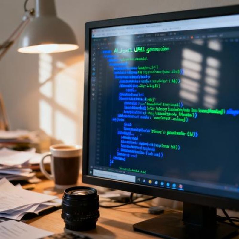 Code editor showing AI URL generation API implementation