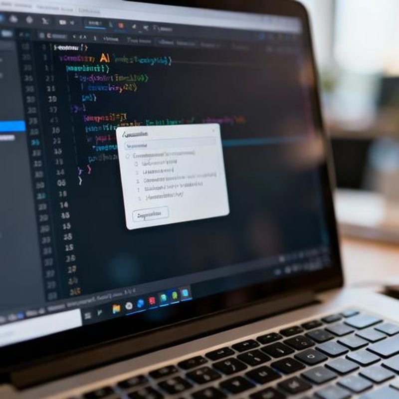 Developer using AI code completion tool with multiple suggestions visible