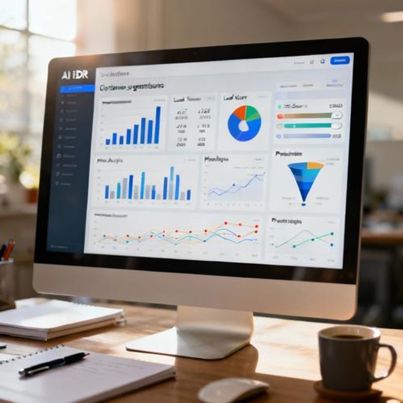 Dashboard showing AI BDR software analytics with lead scoring and customer segmentation