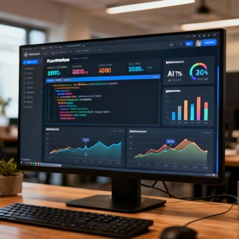 Dashboard showing AI tool metrics and productivity improvements