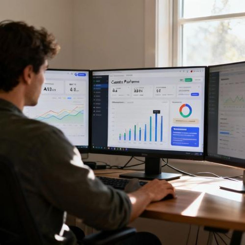 Content creator reviewing AI-generated content performance metrics