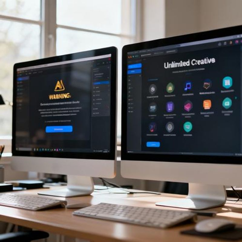 Comparison between restricted and unrestricted AI art generation interfaces