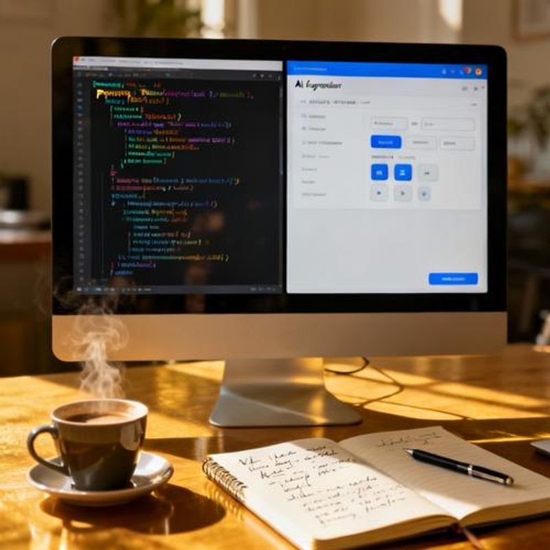 Split screen showing manual coding versus AI-generated algorithm interface