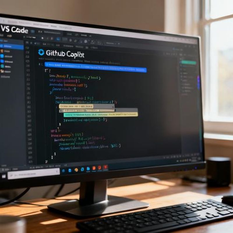 Developer using GitHub Copilot and other AI coding tools in VS Code editor