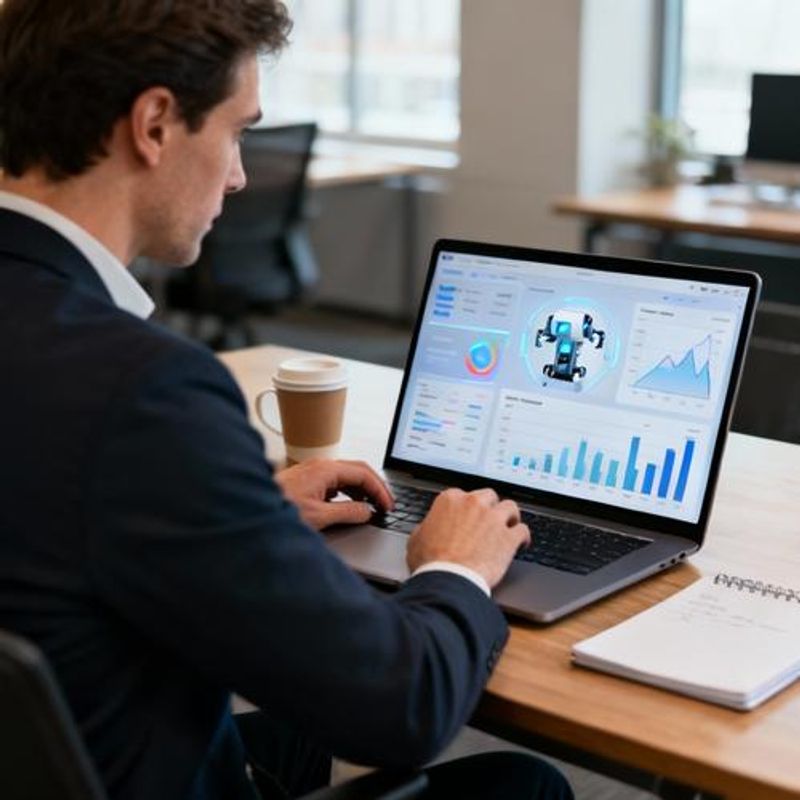 Data analyst reviewing automated AI-generated insights and reports