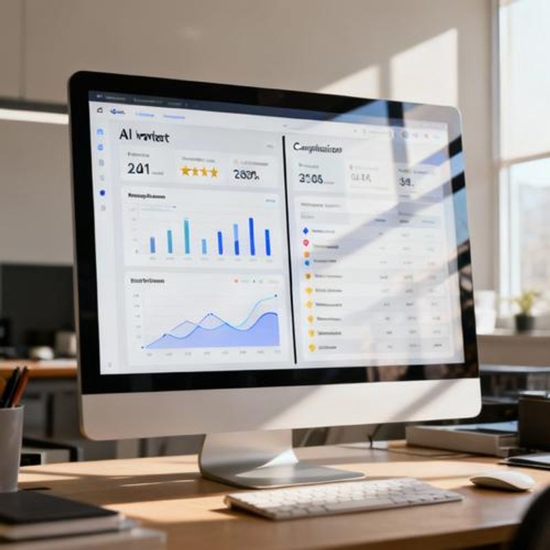 AI portal comparison interface showing side-by-side tool evaluations with metrics