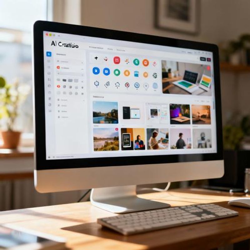 AI creative workflow dashboard showing various content creation tools