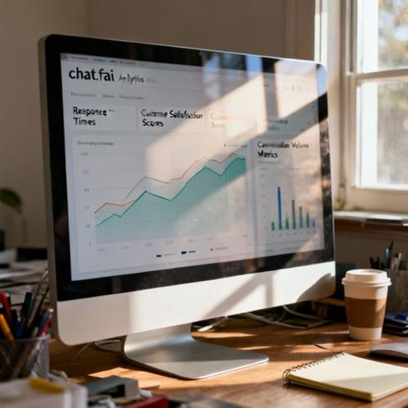 Dashboard showing chat analytics and performance metrics on computer screen