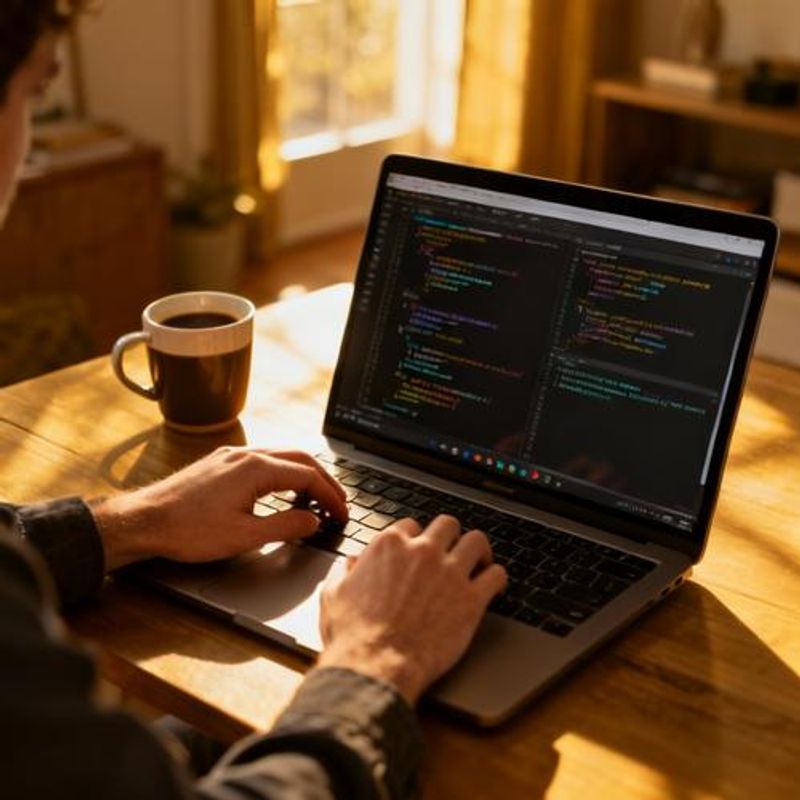 Developer reviewing AI-generated code suggestions on laptop screen