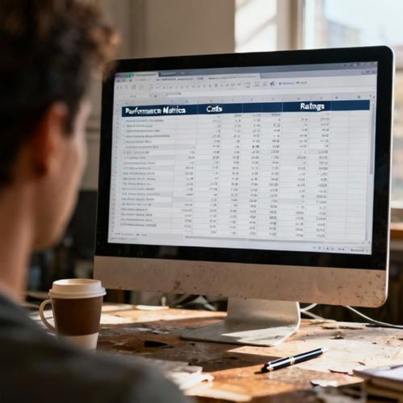 Comparison matrix showing different AI agents with performance scores