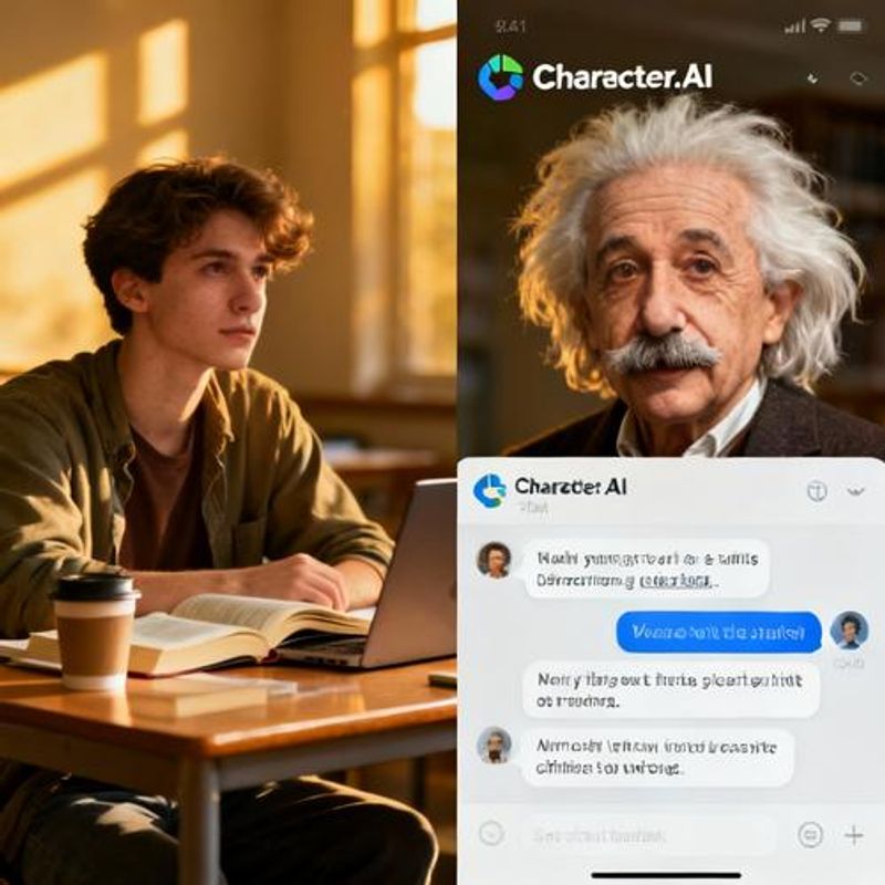 Student having conversation with historical figure on Character.AI