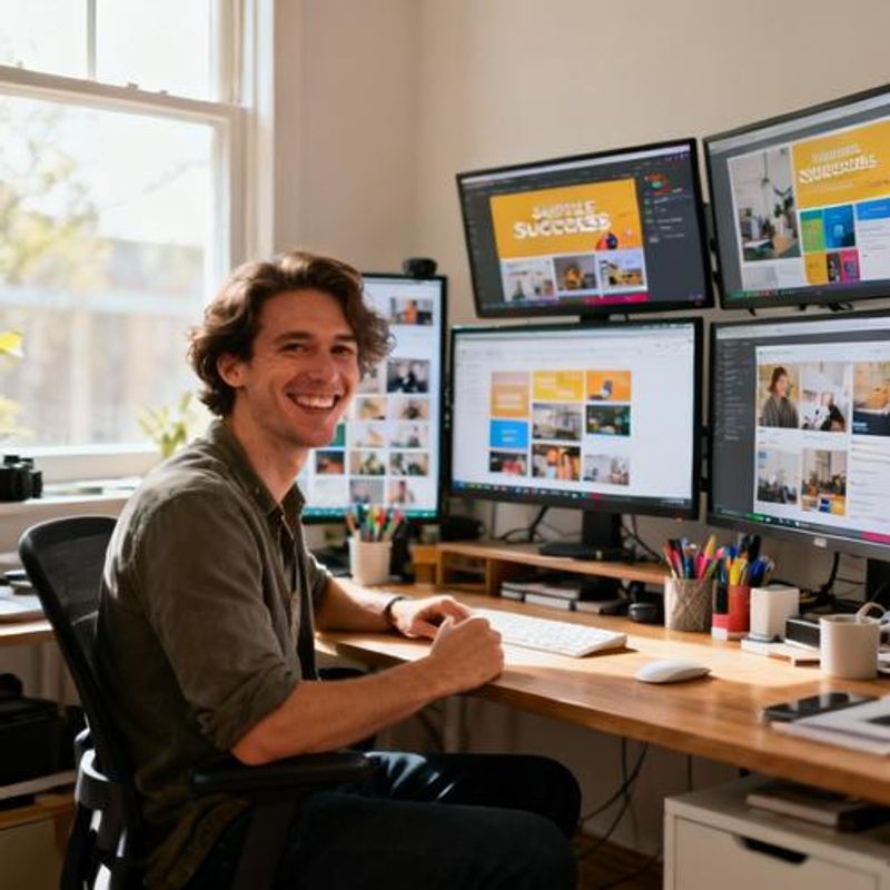 Content creator successfully managing multiple projects with AI chatbot assistance