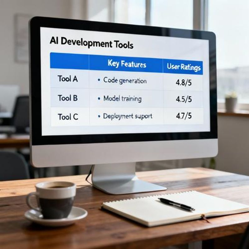 Comparison chart of different AI development tools and their features