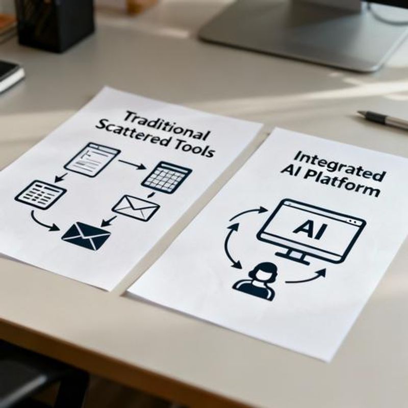 Comparison chart showing traditional data analysis workflow versus AI platform workflow