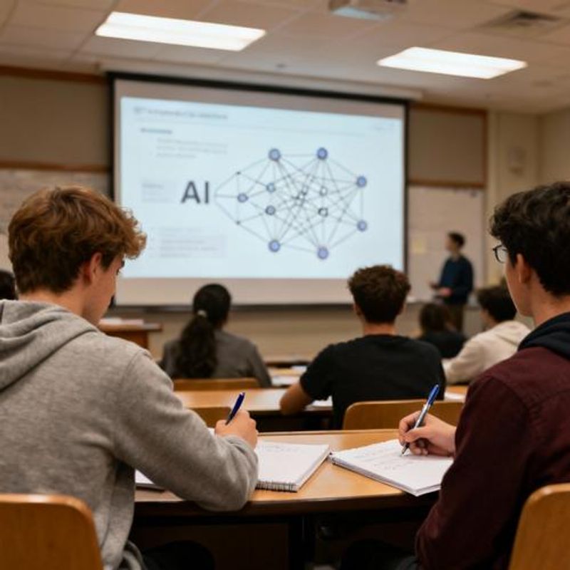 University AI club meeting with students presenting machine learning projects