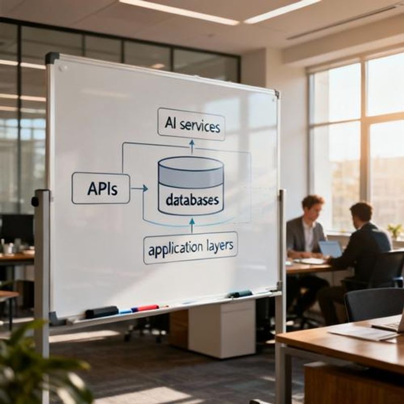 Architecture diagram showing AI service integration with application backend and database