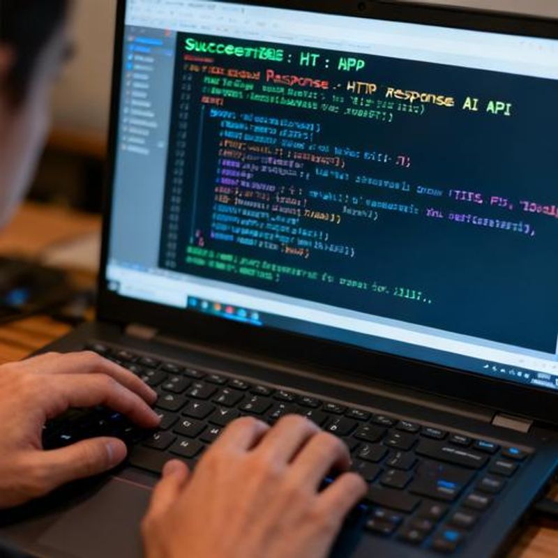 Terminal window showing successful API response from AI service with JSON data